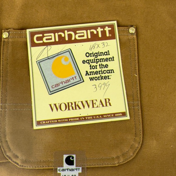 Carhartt Other - Carhartt 62W Double Front Work Dungaree Brown Duck Pants 48x32 USA NWT NOS